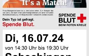 Ankündigung Blutspendetermin Schechingen 16.07.2024